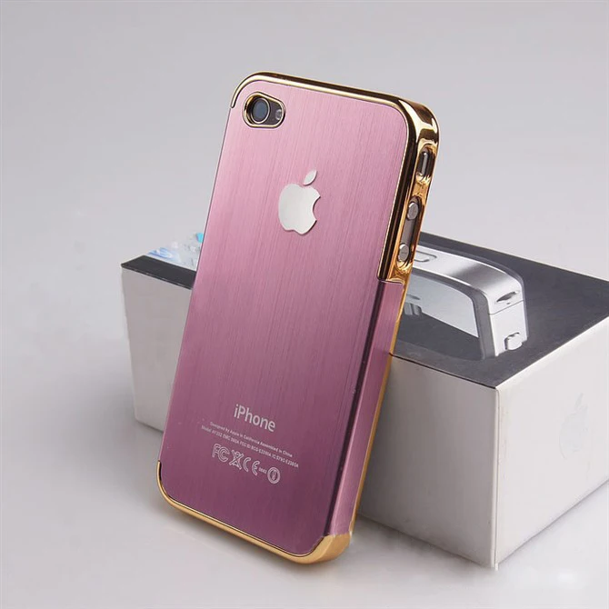 Free shipping!! 9 colors all-inclusive brushed metal relief mobile phone case for iPhone 4/4s |