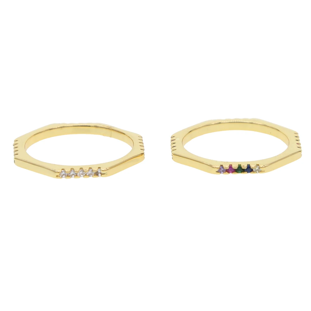 Latest gold filled Polygon rings for women paved tiny white or colorful cz classic jewelry engagement wedding gifts cheapest hot | Украшения