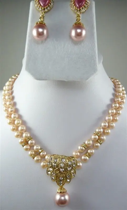 6 цветов 2 ряда белый/розовый/черный жемчуг зеленый/красный камень ожерелье