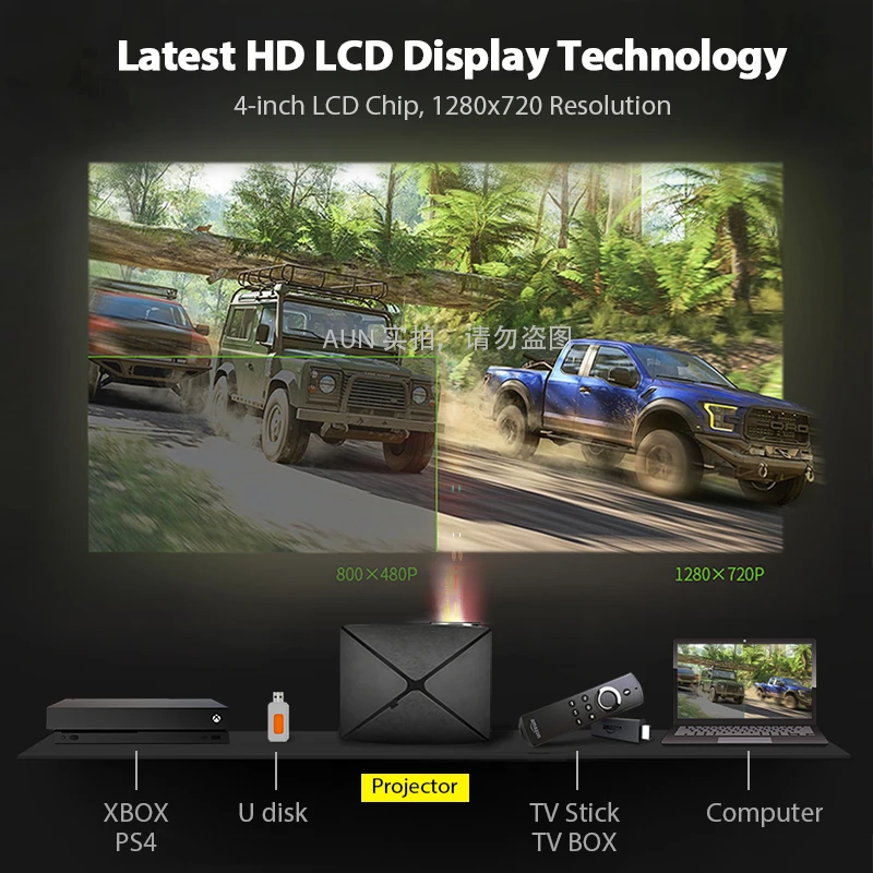 AUN Proyector C80 UP разрешение 1280x720 2200 люмен с Android wifi HD мультимедийный проектор для