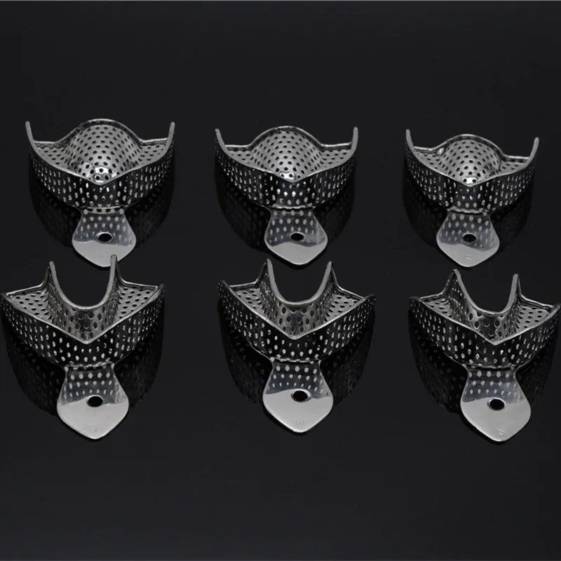 

6Pcs/set Dental Supply Metal Impression Trays Autoclavable Central