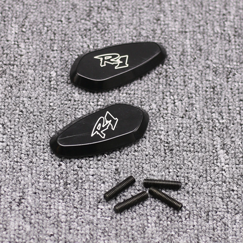 

BLACK / CHROME Mirror Block Off Cap Mirror Base Plates Cover For YAMAHA YZF R1 2000 2001 2002 2003 2004 2005 2006 2007 2008