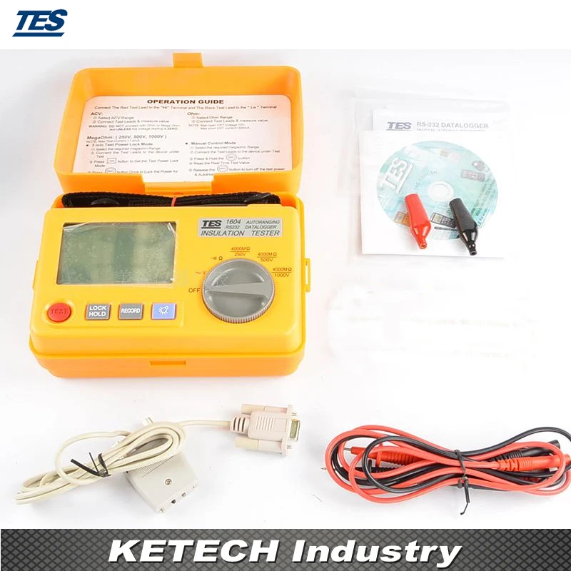 TES 1604 тестер изоляции с программным обеспечением|insulation tester meter|rs-232 db-9insulation resistance |