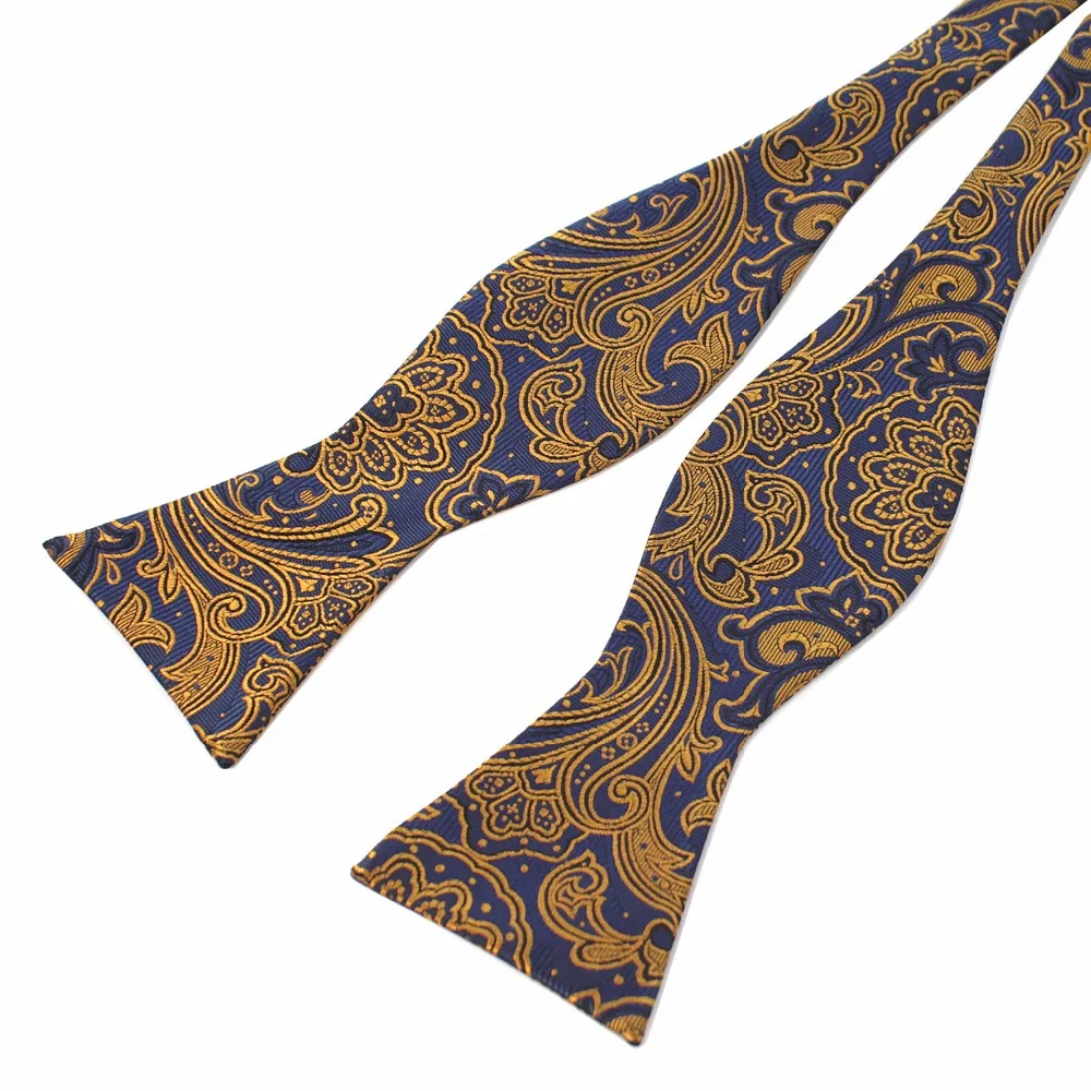 Ricnais Mens Self Tie Bow Tie Adjustable Bowtie 100% Silk Self bow ties Paisley Dots Striped Tie For Wedding Party images - 6