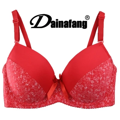 Красный 42/95 40/90 38/85 44 44/100D DD E Cup sutia Большой размер женское нижнее белье бюстгальтер, цветочный принт бант нижнее белье бюстгальтер сексуальный бюстгальтер - Цвет: Красный