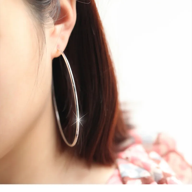 Большие серьги кольца из серебра 925 пробы 60 мм женские гипоаллергенные