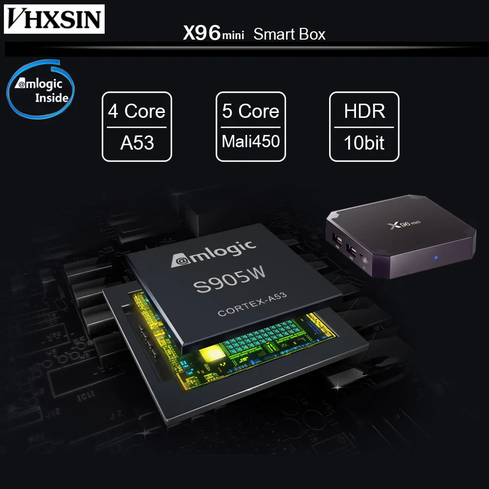 VHXSIN 20 шт./лот X96mini Android TV BOX 1 ГБ 8 ГБ/2 16 Amlogic S905W четырехъядерный 2 4 ГГц 4k медиаплеер