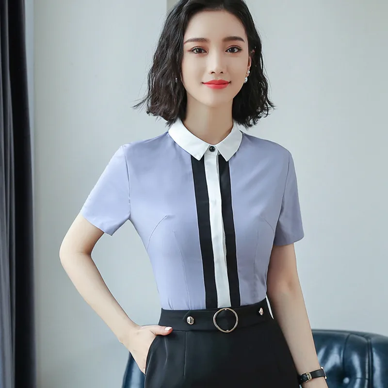 2018 Новая летняя рубашка женская модная формальная тонкая Лоскутная шифоновая