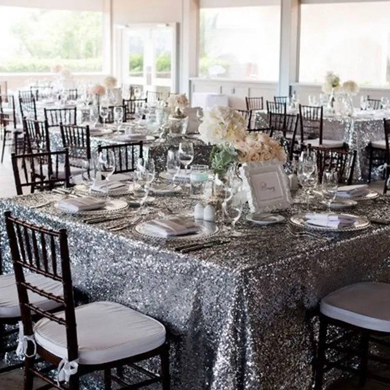 Silver Lootus 120x180 cm блесток скатерть, Настольная дорожка скатерть прямоугольный стол ткань вечерние фестиваль золотой декор - Цвет: Silver