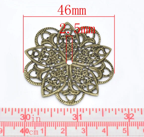 Doreen Box Lovely 50 бронзовый цвет фоторазъемы 46 мм (B14168)|wraps connector|flower wraps connectorsfiligree flower |