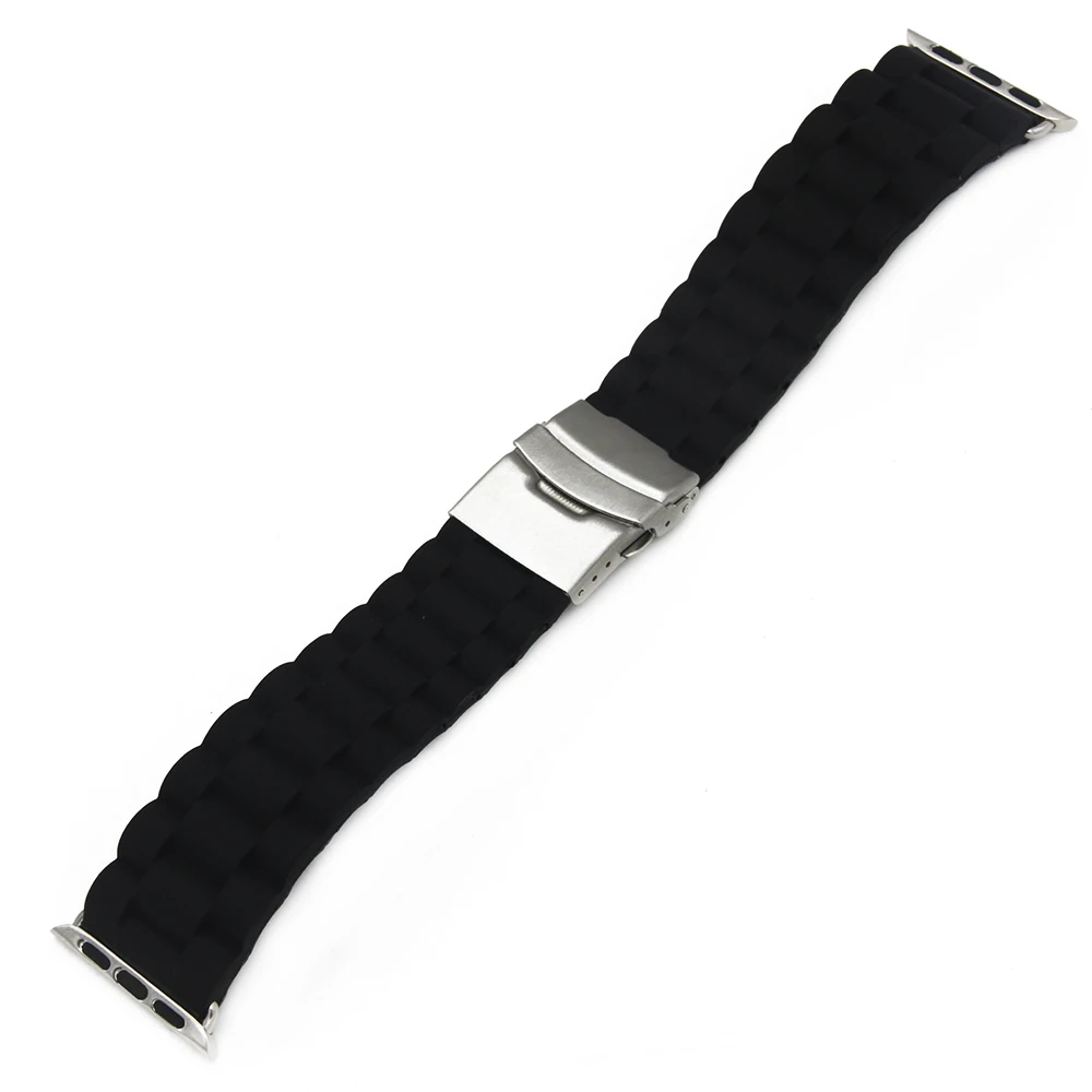 Ремешок силиконовый для iWatch Apple Watch/Sport/editor резиновый браслет на запястье черный с