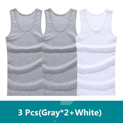 2 Gray 1 White 3 шт./лот, мужское хлопковое однотонное бесшовное нижнее белье, майки, брендовая одежда, мужская безрукавка, жилет, Удобная майка - Цвет: 2 Gray 1 White