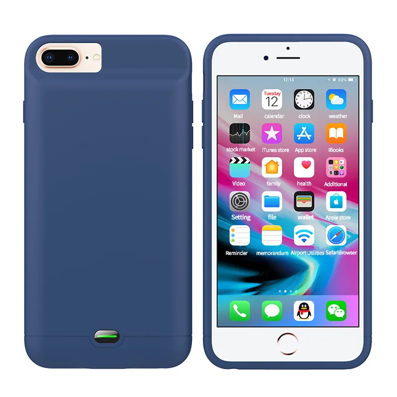 Blue 3200/5000 мАч чехол для аккумулятора для iPhone 6 6S 7 8 портативный внешний аккумулятор чехол для iPhone 6 6S 7 8 Plus чехол для зарядного устройства - Цвет: Blue