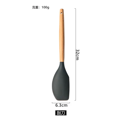 spatula 1 шт. Пищевая силиконовая деревянная ручка кухонная утварь кухонная посуда кухонные инструменты Лопатка и ковш кухонные принадлежности 9 видов стилей - Цвет: spatula