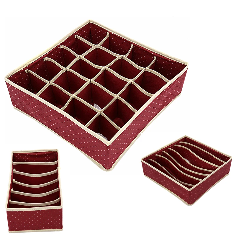 Wine Red 3 шт./компл. нетканый материал и узором в горошек, простая коробка для хранения нижнего белья Waterprool Костюмы Органайзер Чехол бюстгальтер носки для дома Спальня - Цвет: Wine Red