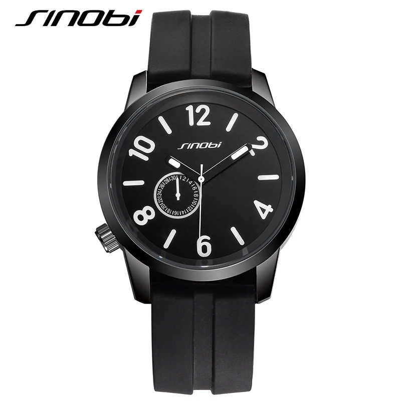 Модные мужские часы SINOBI с силиконовым ремешком наручные от лучшего бренда