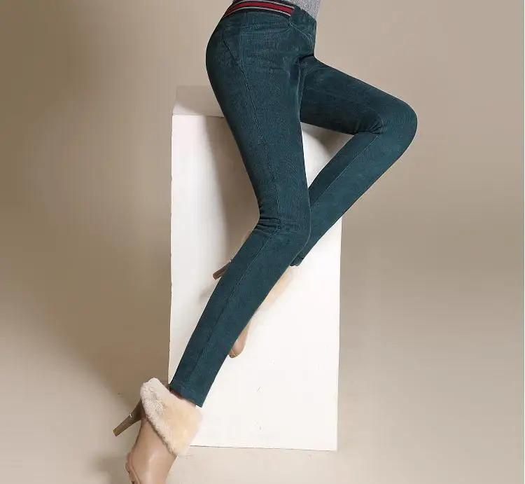 Вельветовые брюки бархатные плотные облегающие зимние повседневные эластичные