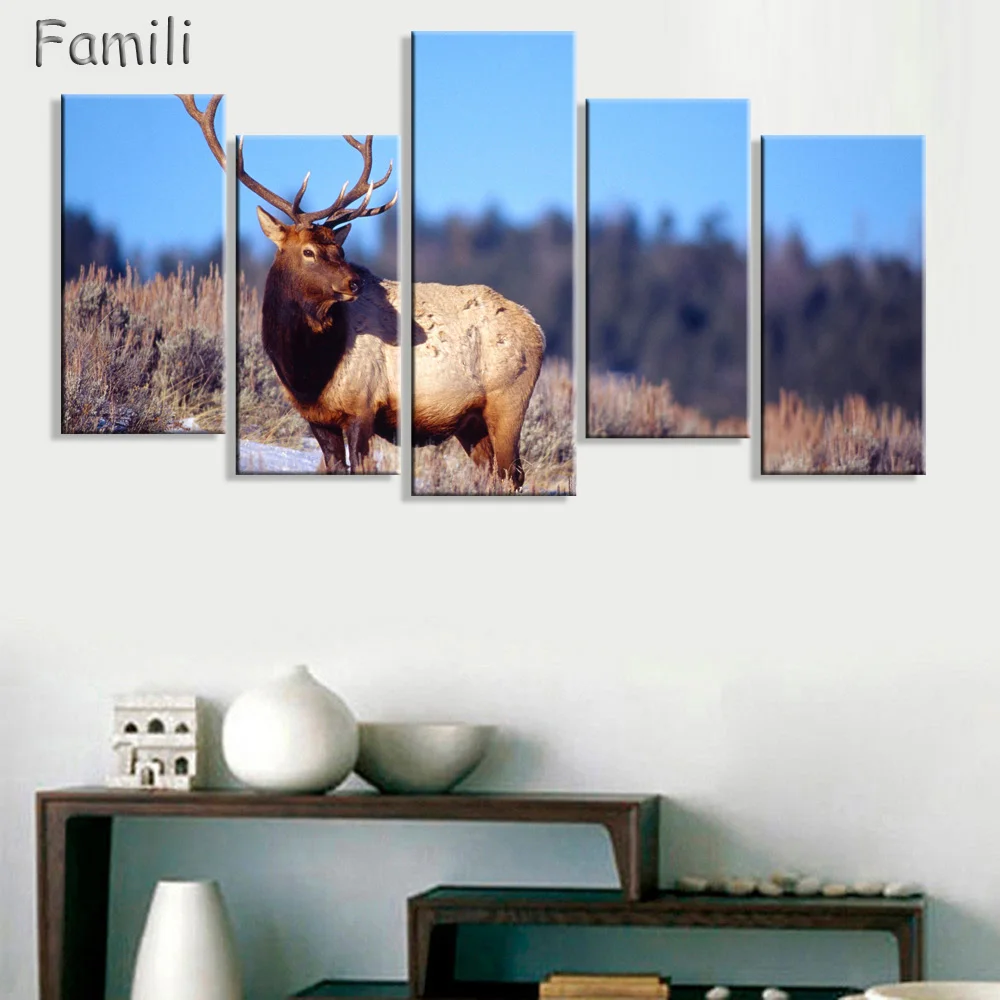Зимняя картина с оленем 5 шт. оленем|canvas prints|deer picturedeer canvas print |