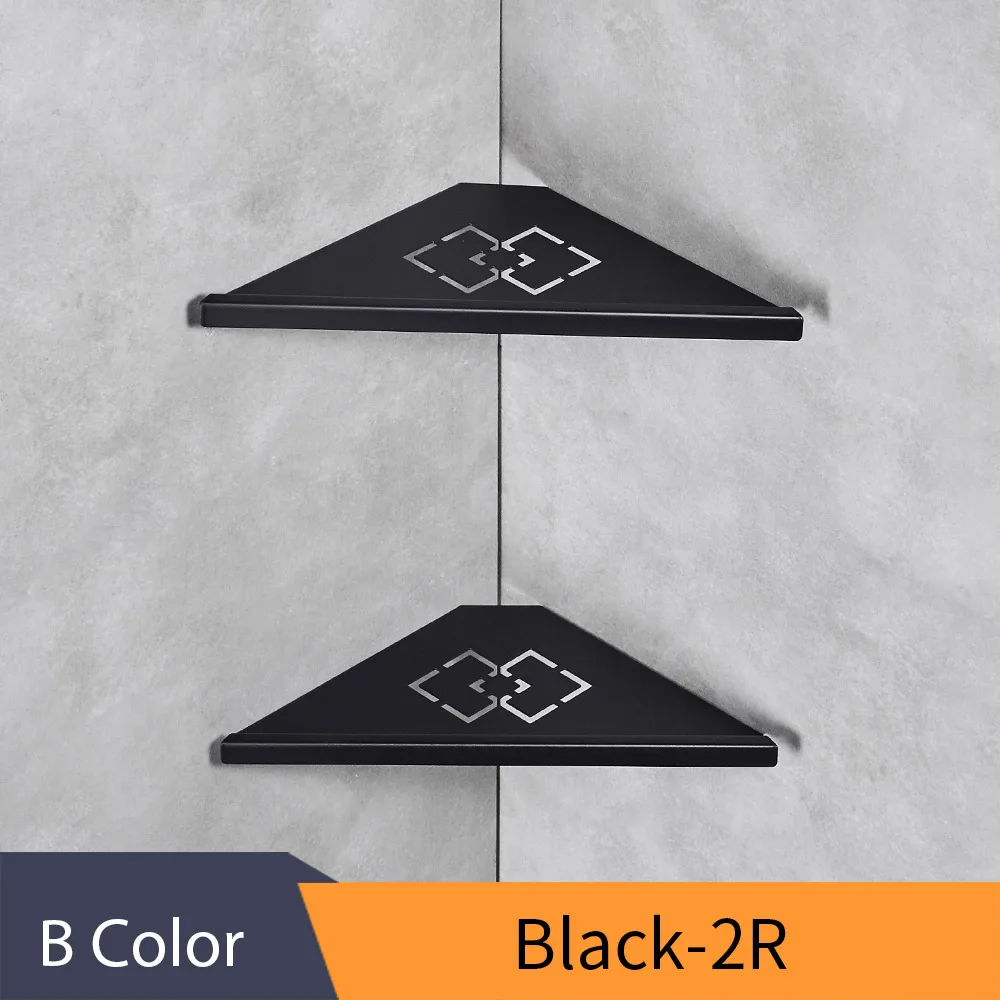 B Black-2R Полки для ванной комнаты из черной нержавеющей стали, 304 настенные полки для ванной комнаты, аксессуары для ванной комнаты, полки WF-18062R - Цвет: B Black-2R