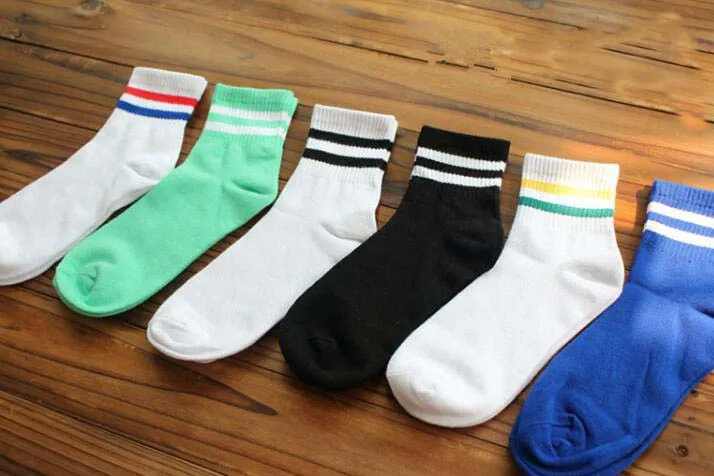 Носки по щиколотку простые полоски полиэстер хлопок эластичные короткие для