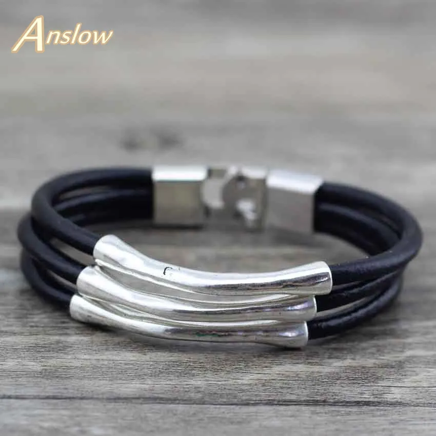 Anslow скидка унисекс многослойный wrap Wire модные ювелирные изделия кожаный браслет для женщин мужчин Bijoux Шарм подарок LOW0570LB