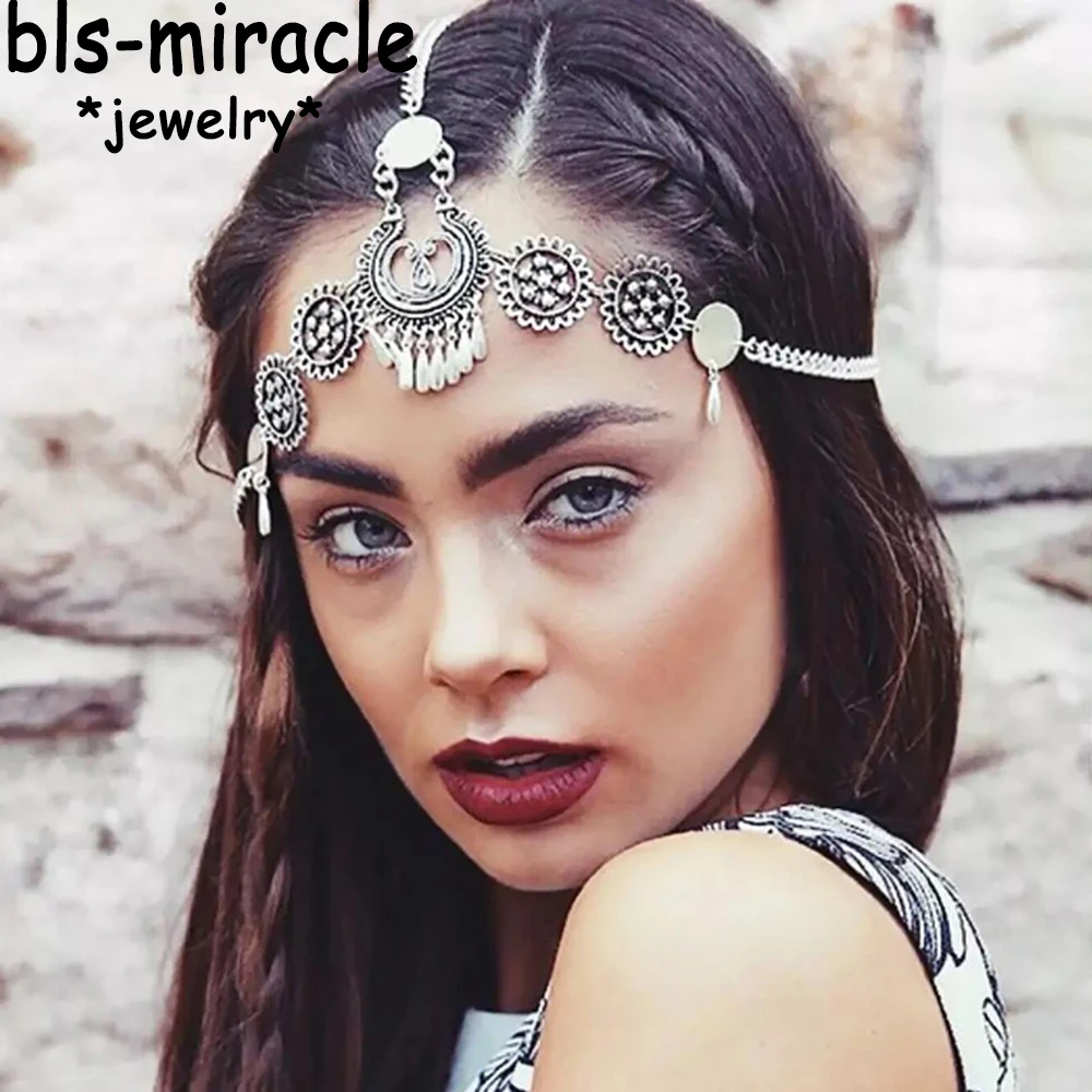 Bls-miracle винтажный этнический стиль металлический ободок для волос в богемном