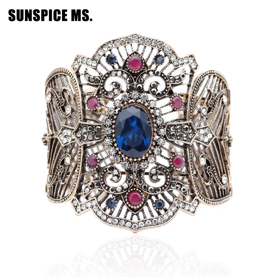 Уникальный Шарм Роскошный Браслет манжета для женщин Отрегулируйте античное