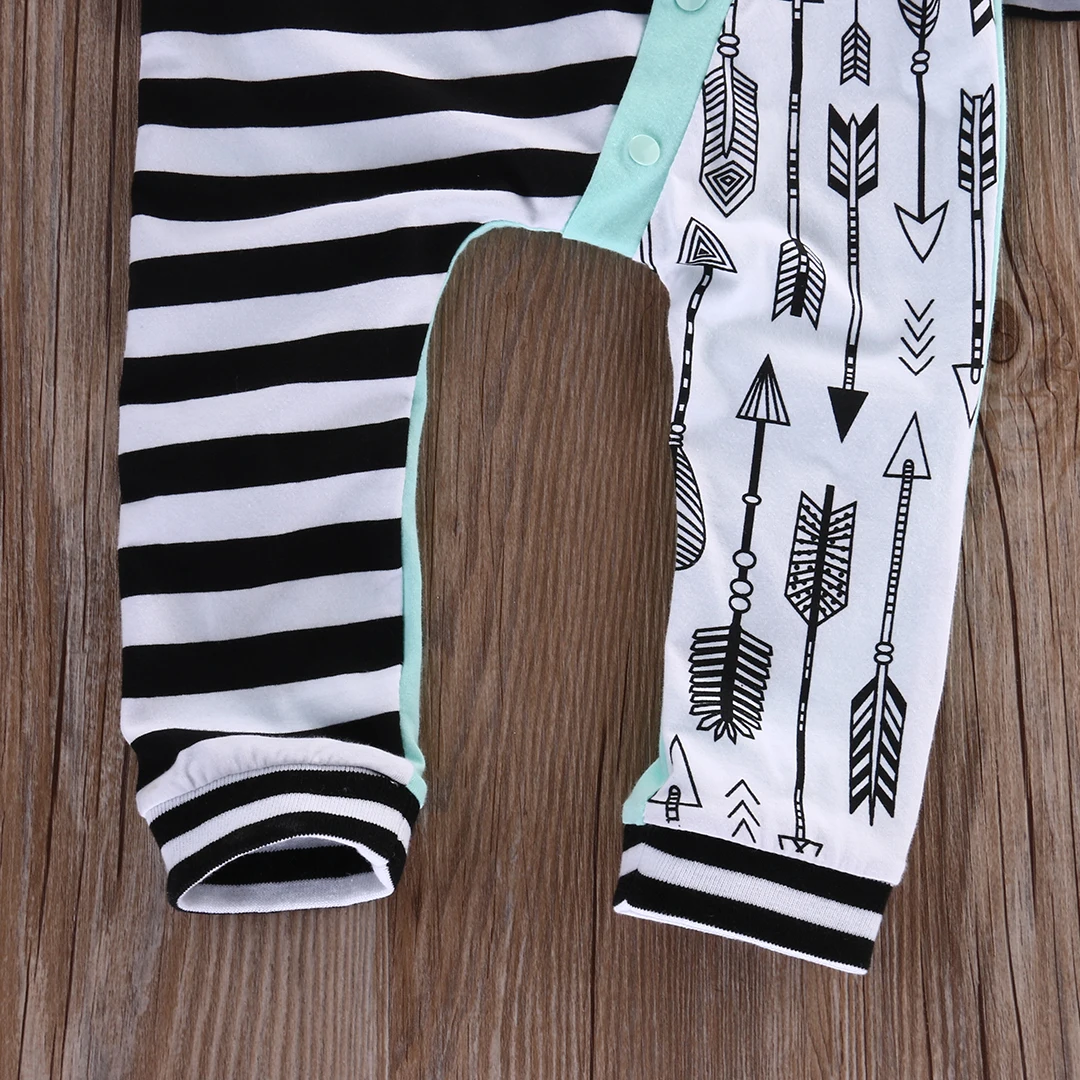 Одежда для младенцев pudcoco детский комбинезон в полоску с длинными рукавами