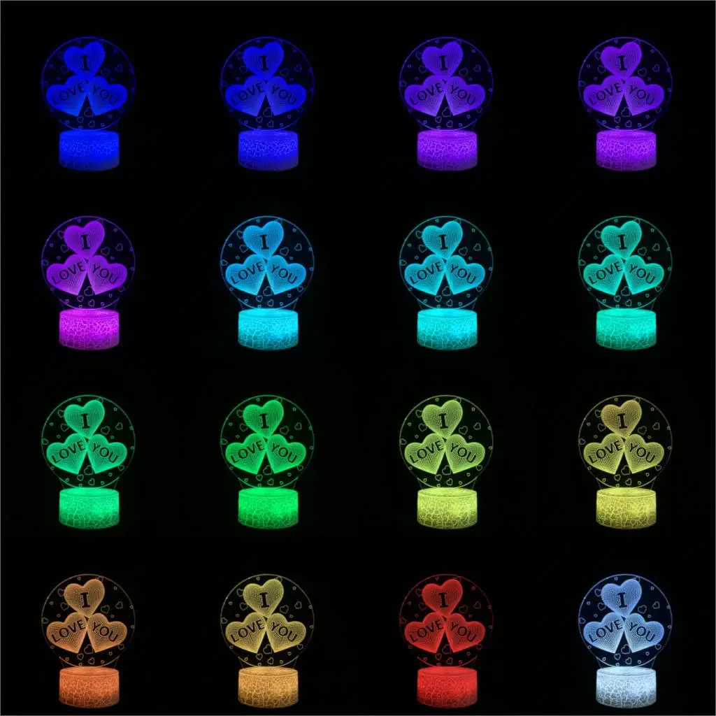 Я люблю тебя 3D лампа светодиодный USB Настольная Иллюзия настроения ночной