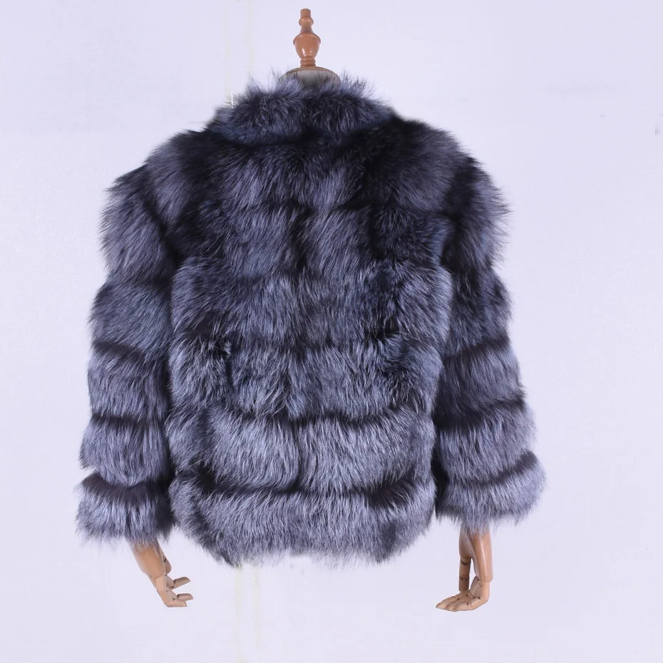 2018 winter women's silver fox fur coat genuine fur natural leisure collar women's clothing Jacket woman's Solid coats QIUSIDUN