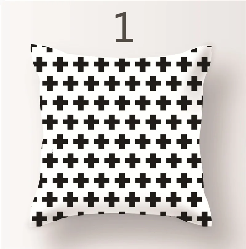 Наволочка для подушки наволочка хлопковая Геометрическая клетчатая черно белая