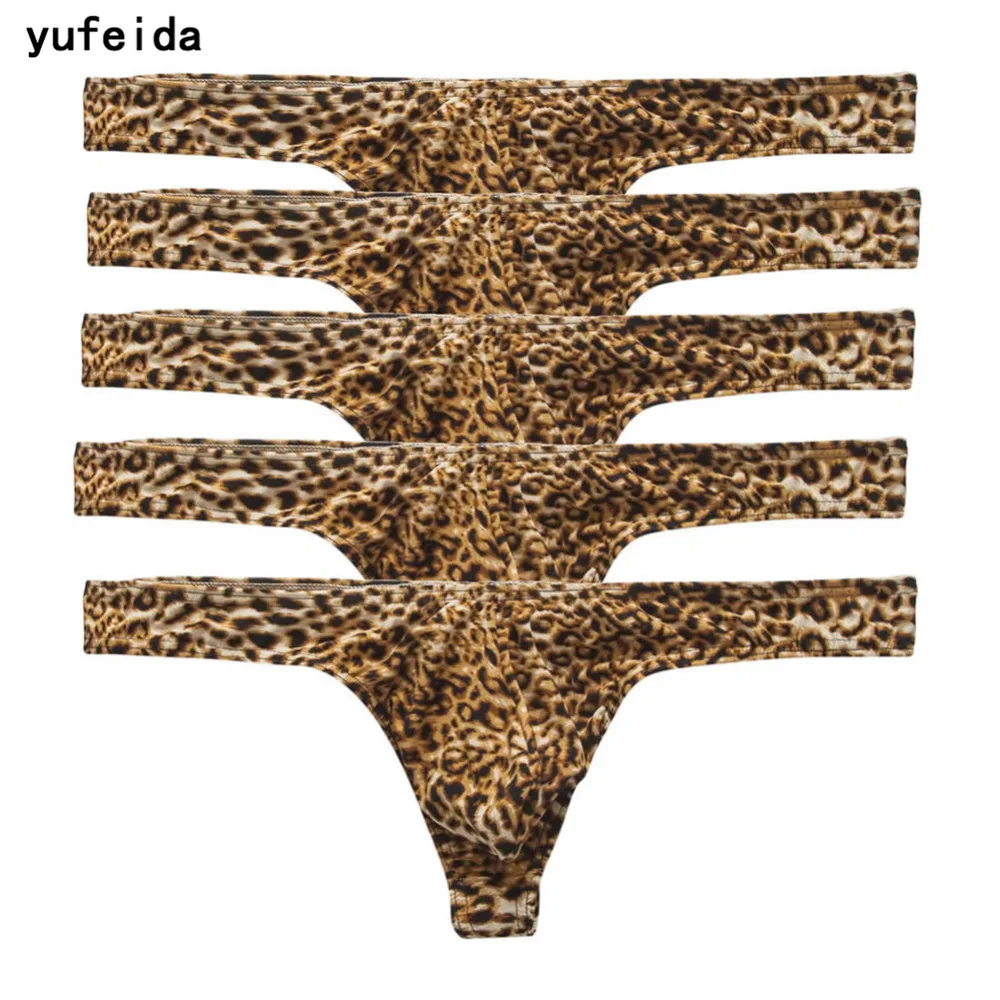 Мужское нижнее белье YUFEIDA леопардовые стринги с низкой талией|thong men|pouch thongmens jockstrap
