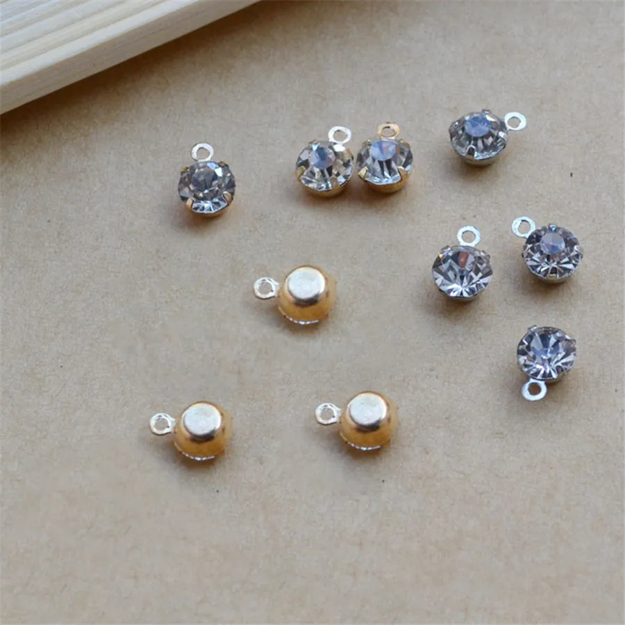 PF 6mm 100pcs/lot Charm Rhinestones Pendant Flatback Strass Adhesive for Crystals Diy Crafts Appliques Wedding Dress TZ040 | Дом и сад