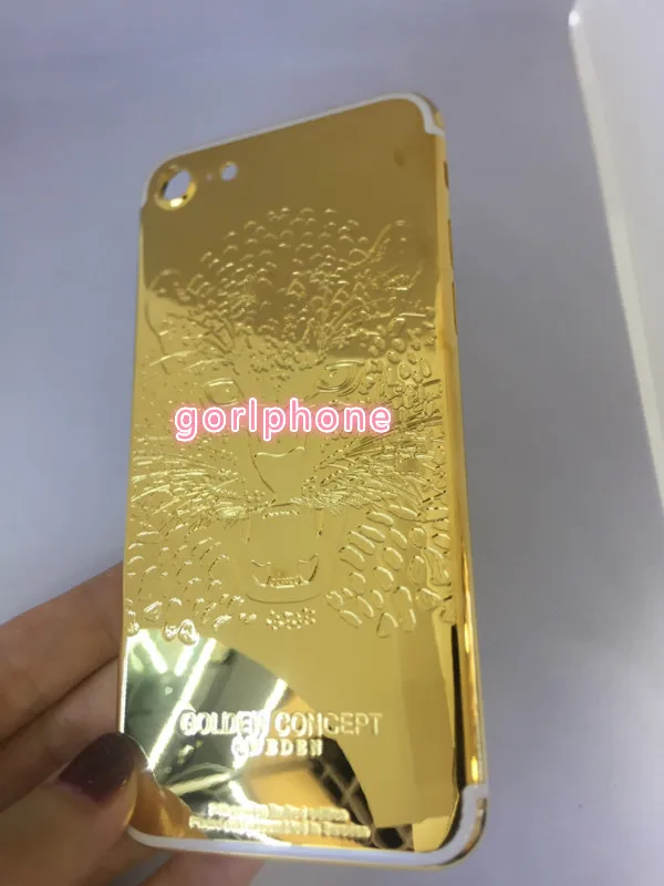 Новое хорошее качество Замена роскошный корпус шасси для iphone 7 задняя сторона 24 k зеркало золото леопард батарея Дверь с логотипом+ кнопки
