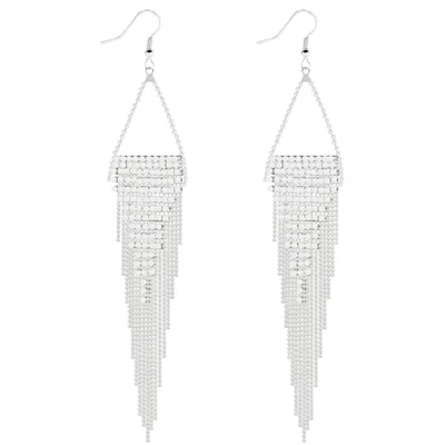 SHEEGIOR Boho длинные сережки для женщин Bijoux Femme милые золотые серебряные черные кисточки большая капля воды серьги-кольца, модные ювелирные украшения - Окраска металла: Silver E0091J