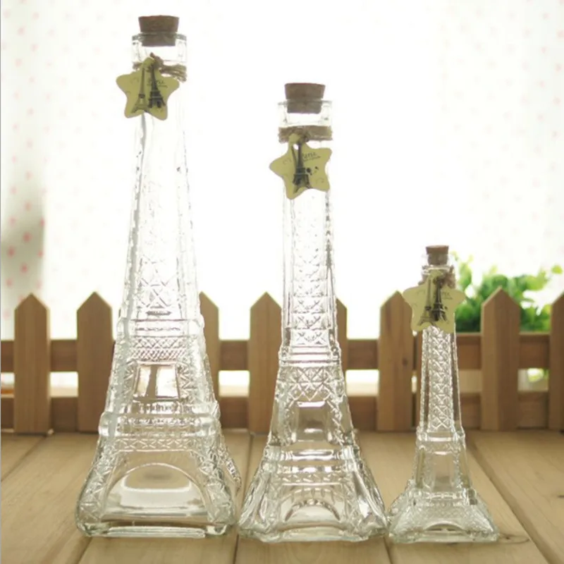 H&D 3 Размера Стеклянная бутылка для желаний с парижской башней Эйфеля, удачными звездами, цветами для декора дома, свадьбы и фотосессии. Декоративные вазы.