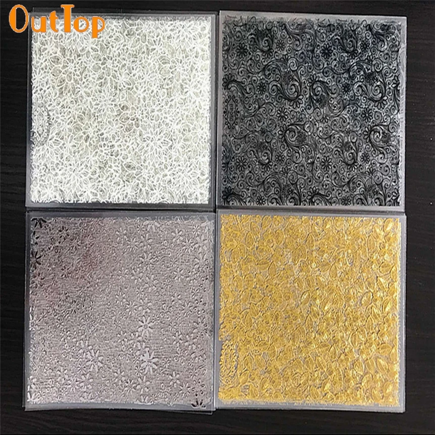 OutTop ColorWomen 8 листов 3D винтажные полые кружевные цветы наклейки для дизайна ногтей