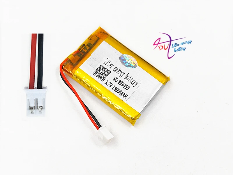 JST PH 2,0 мм 2pin 3,7 в 1800 мАч литий-полимерная LiPo аккумуляторная батарея с разъемом для MP3 DVD PAD камеры gps ноутбука 803450