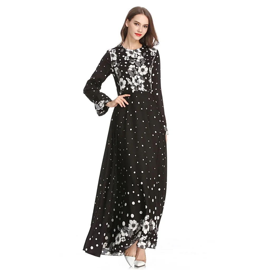 Традиционное мусульманское женское темпераментное тонкое с принтом ретро