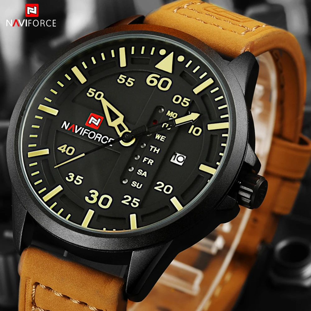 Часы наручные NAVIFORCE Мужские кварцевые люксовые брендовые уличные повседневные с