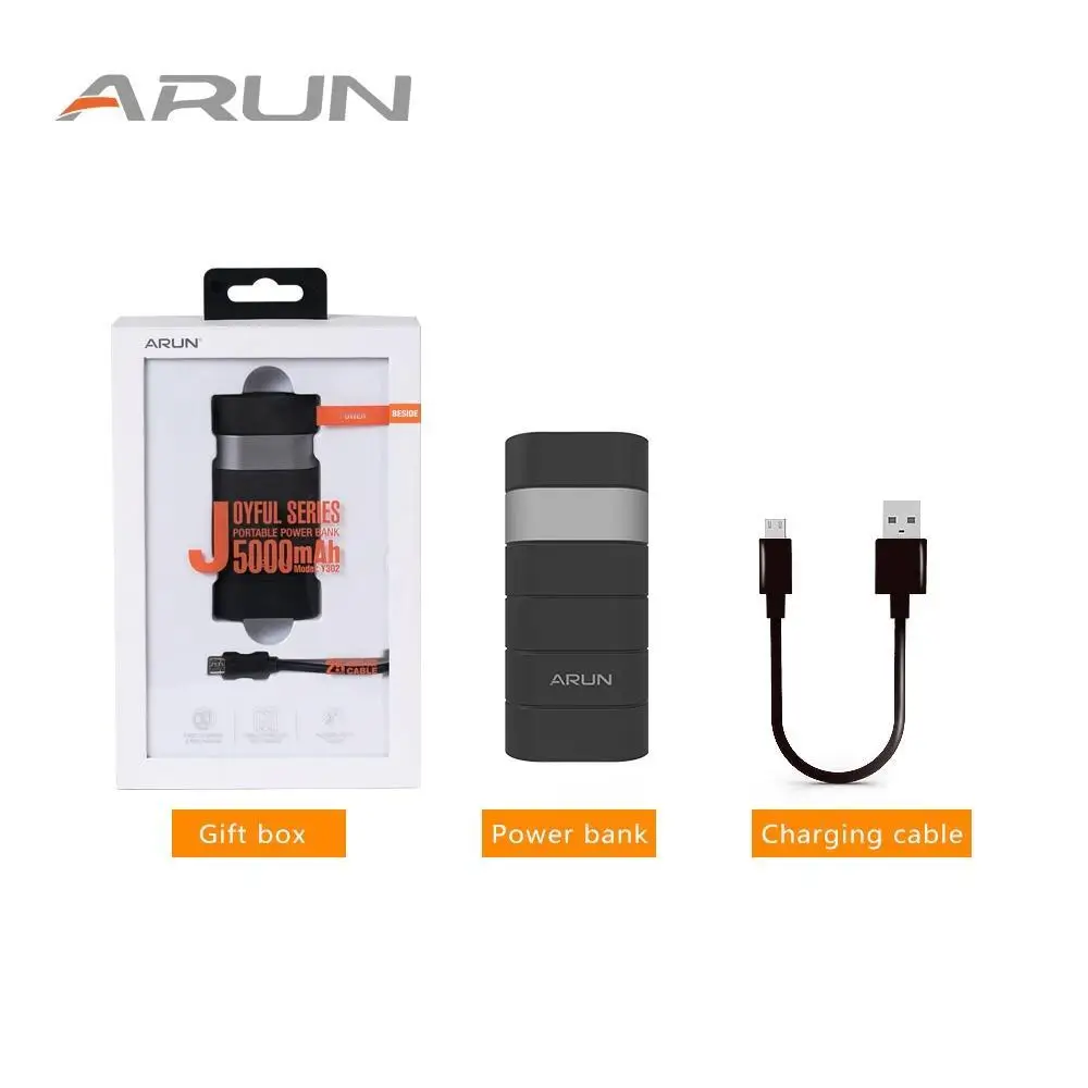 ARUN 5000 мАч Внешний аккумулятор, внешний аккумулятор, 1 USB внешний аккумулятор, портативное зарядное устройство для мобильного телефона для Xiaomi Mi iphone XS