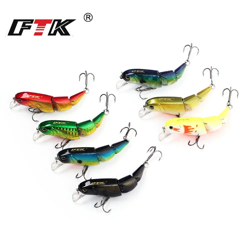 

FTK Fishing Lure 70mm 10g Sinking Wobblers 3 Segments Multi Jointed Swimbait Pike Lure Hard Baits for Bass Trout Pesca Isca Carp