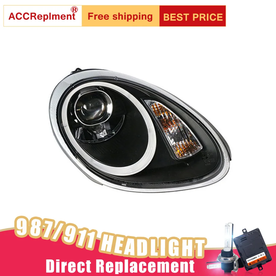 

2Pcs LED Headlights For Porsche 987 2004-2008 led car lights Angel eyes xenon HID KIT Fog lights LED Daytime Running Lights