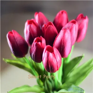black red 18 Настоящие сенсорные синие тюльпаны букеты из искусственных цветов для свадебных букетов Свадебная Центральная ваза композиция украшение дома 30 шт - Цвет: black red 18
