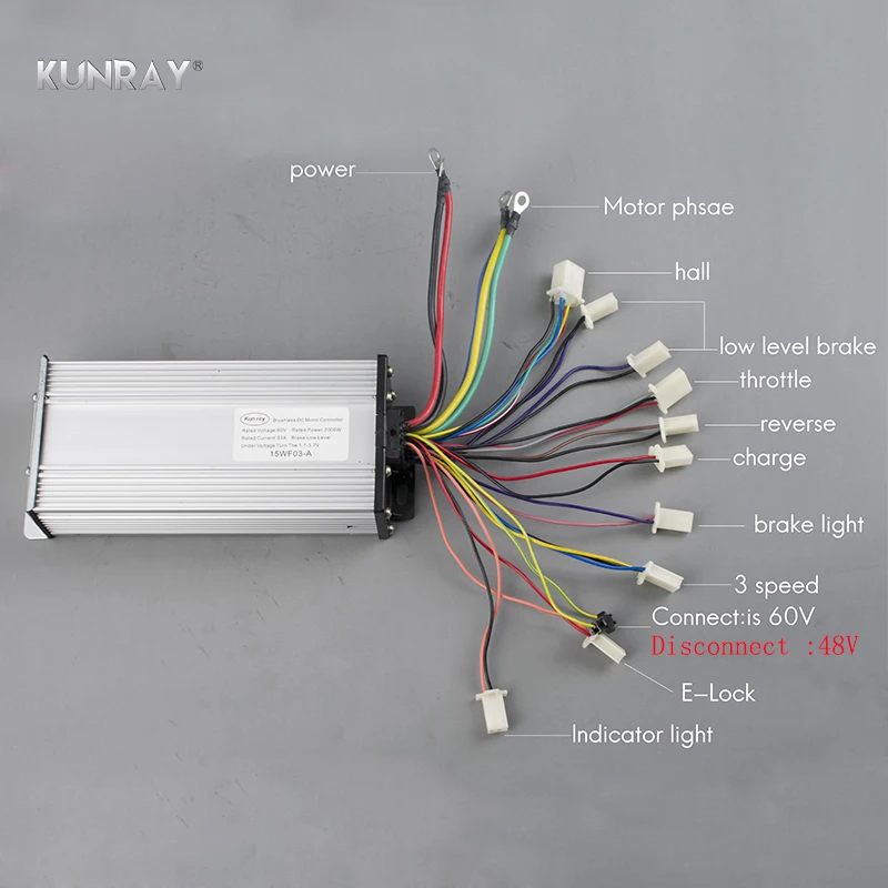 KUNRAY BLDC 60V2000W мотор с 15MOSFET 33A бесщеточный контроллер двигателя постоянного тока Электрический скутер Ebike QuadCar двигатель 4600 об/мин 4N. m