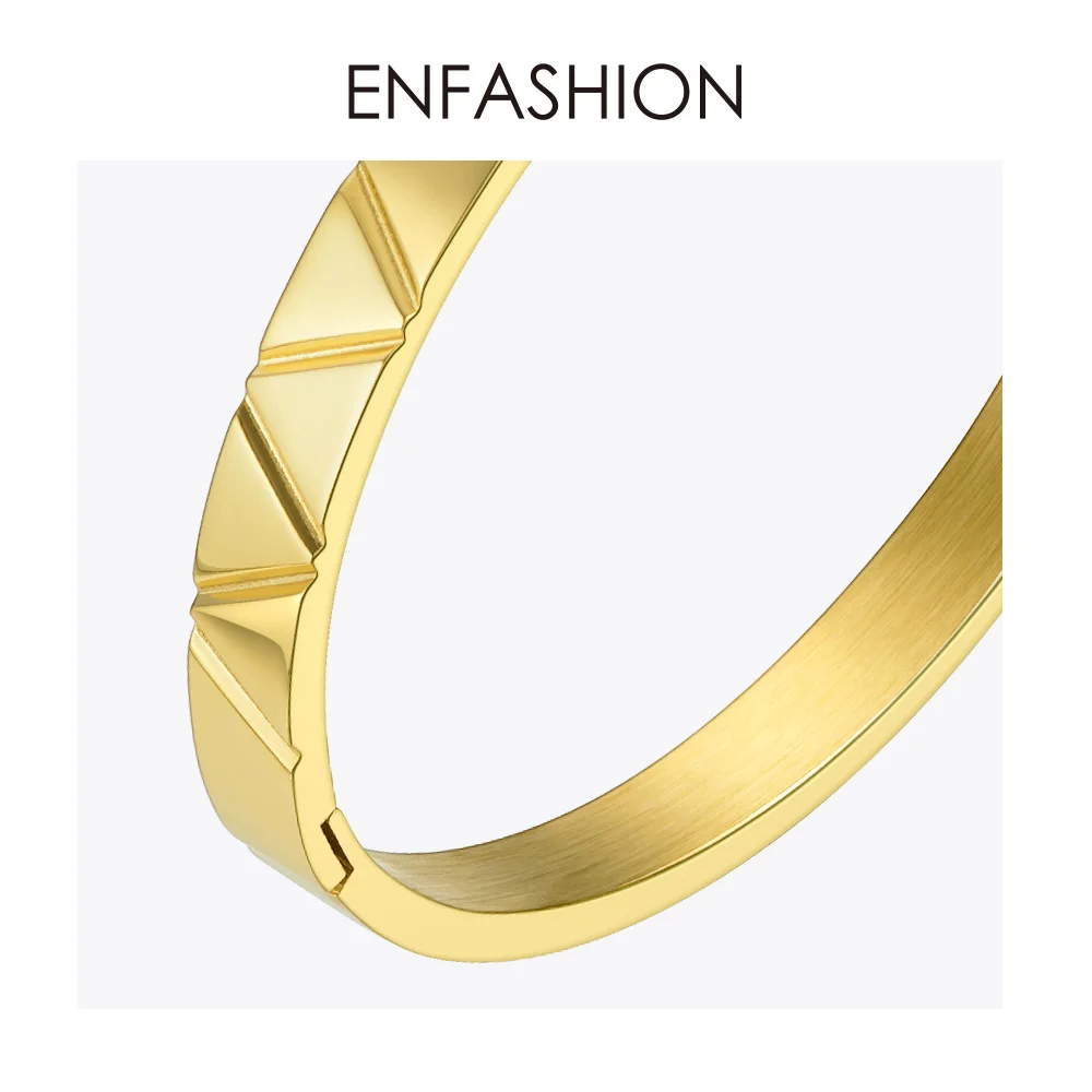 ENFASHION браслеты манжеты из нержавеющей стали для женщин золотого цвета простой