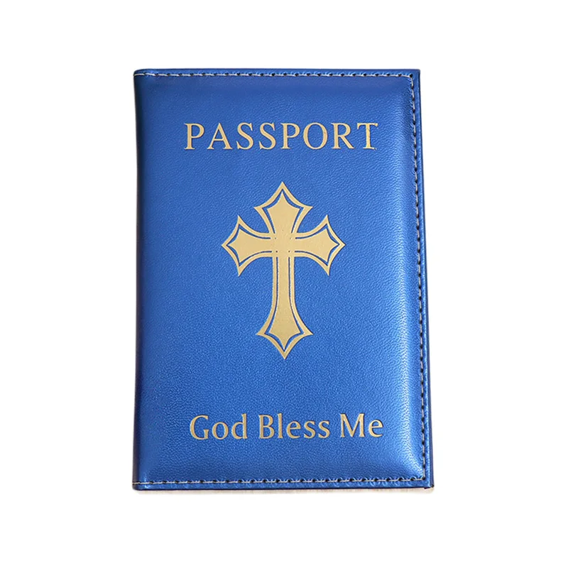 God Bless Christ Обложка для паспорта для женщин и девочек бренд Heaven gifts обложки для паспорта путешествия Обложка для паспорта - Цвет: Синий