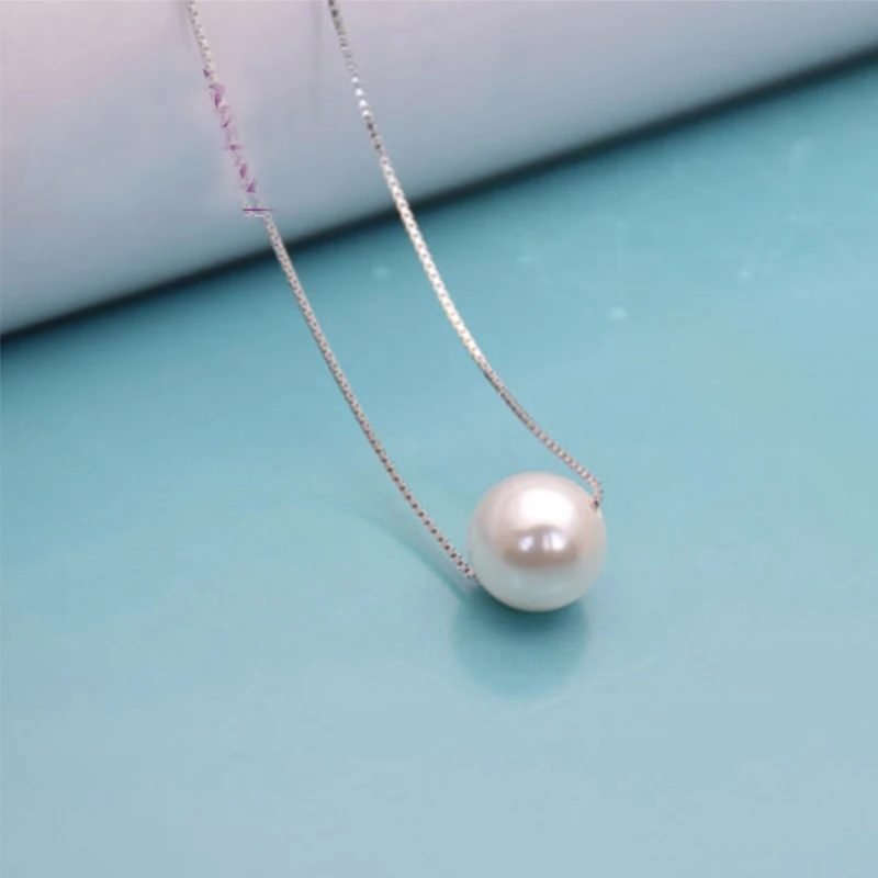 

Sterling Silver 925 Pendant Necklace For Women Fine Jewelry Round Ball Shape Fresh Water Pearl For Party Christmas Gifts