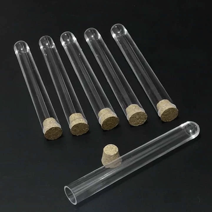 

50pcs/lot 12x100mm Plastic test tubes with cork stopper for kinds of Tests Laboratory glassware