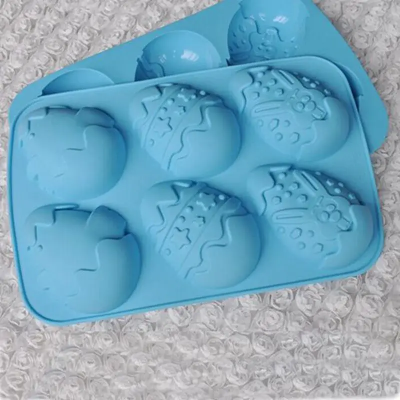 Пасхальное украшение для торта 6 отверстий три узора пасхальные яйца силиконовые